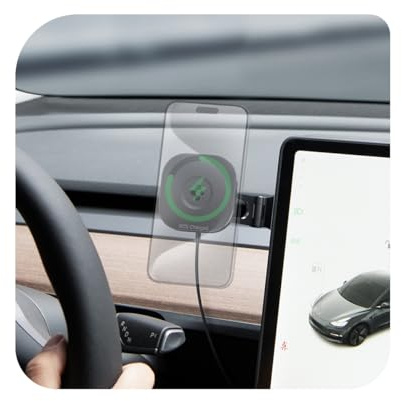 Spigen OneTap Pro 3 MagFit Wireless Car Charger Designed for Tesla Accessories, MagSafe Car Mount, Car Phone Holder, Compatible with Model 3 2023, 2024 highland/Y/S/X with iPhone 17,16,15,14,13,12