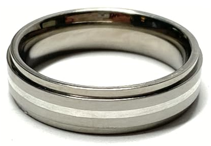 Ring TITAN teilweise mattiert bicolor 925/- Silber Inlay Bandring #62