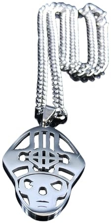 GAUEIOUR Ghost Ghoul Necklace,Personalized Hollow Skull Titanium Steel Necklace,Nameless Emblem Necklaces,Fashion Punk Ghost Necklaces(Steel Color)