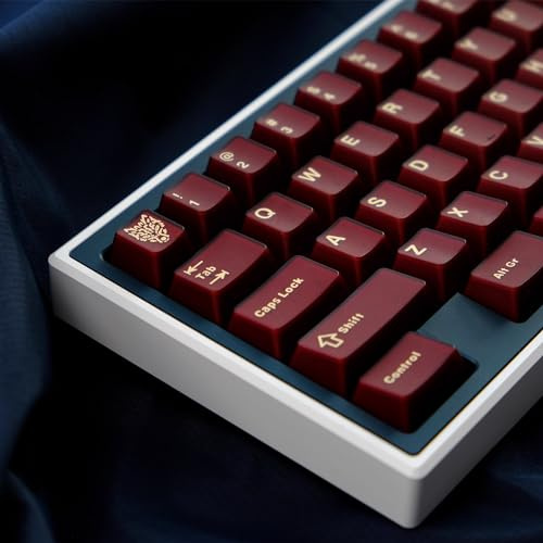 PBT Doubleshot Tastenkappen mit 114 Tasten, Cherry Profil, durchscheinend, rot, passend für 60%, 65%, 75% Cherry MX Switches mechanische Tastatur