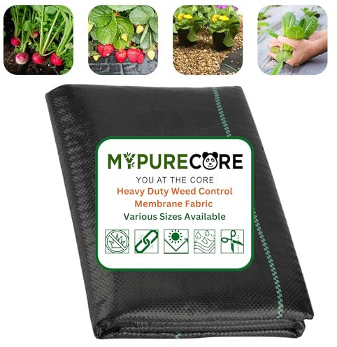 MYPURECORE Heavy Duty Weed Control Membrane Fabric - Ground Cover for Landscaping, Driveways, Patios, Flower Beds - Ideal for Garden, Artificial Grass, Gravel Underlay, Planters (3.2m x 20m)