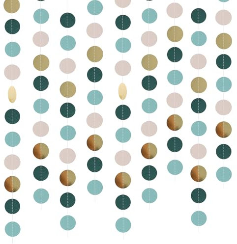 Papier Girlande Glitzer Runde Banner, 4 Stücke Bunt Glitzer Papier Circle Dots Banner für Geburtstag Party, Hochzeit, Weihnachten Party Deko Supplies (Grün)