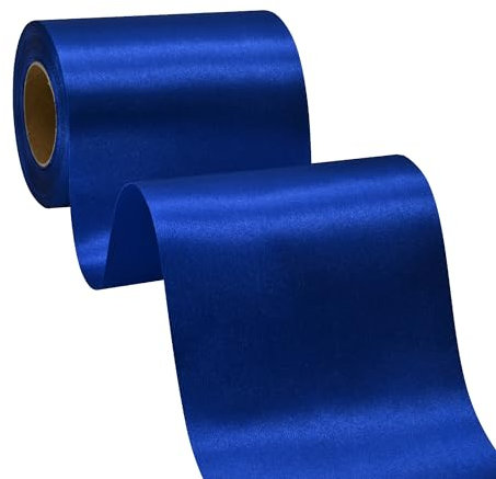 BVIEAKD Nastro di raso blu royal, larghezza 10 cm x 22 m, in tessuto solido per il taglio, kit per cerimonie di matrimonio, compleanno, decorazione per feste, archi, sedia, fascia