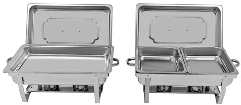 Juego de 2 calentadores de comida de acero inoxidable con tapa, calentador de buffet para comida, calentador de alimentos para buffet, catering, fiestas