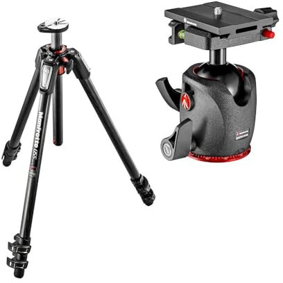 Manfrotto 055 Treppiede Fibra di Carbonio 3 Sez. con Testa XPRO, Piastra a Sgancio Rapido Q6, Blocco Superiore, Precisione, Fluidità, per Mirrorless, Creazione Contenuti, Pesa 2,6kg, Portata max 15kg