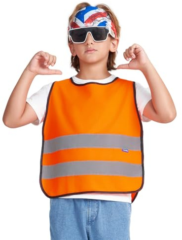 AYKRM Chalecos de alta visibilidad para niños, chaleco reflectante de alta visibilidad, chaqueta de alta visibilidad para niños, naranja, 2-5Y