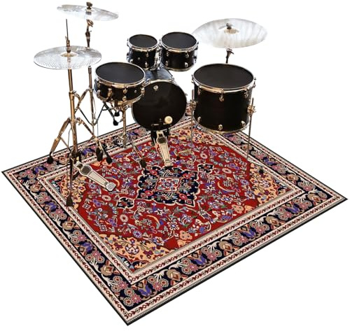 Drum Rug Non-Slip Drum Carpet Electronic Drum Mat Soundproof Drum Blanket Rectangle 120 x 100 cm Drum Piano Carpets Drum Rugs Mats Soundproof Rugs for Home Instrument Practice & Stage Performances