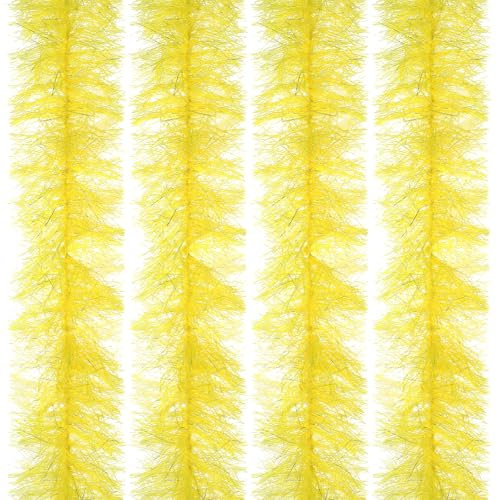 PATIKIL Plumero de Plumas de 2m, 4 Pzas. Boas de Plumas Artificiales Esponjosas para Decoración de Fiestas, Manualidades DIY, Navidad, Conciertos, Halloween, Decoración del Hogar, Amarillo