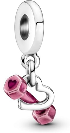 WERIGONI 1 Stück Charms Hantel und Herzan Charms Anhänger für Armband Halskette Silberschmuck passend für europäische Armbänder und Halsketten