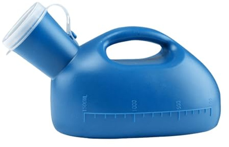 Milageto Men Pee Bottle Urinary Container Leakproof 1500ml Portable Pee Collection Pot Male Urinal Pee Bottle for Elderly Outdoor, Blue