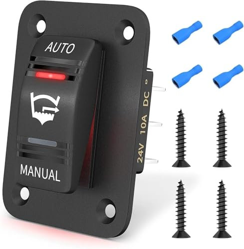 HPHPH Interruptor basculante de Bomba de achique de 3 vías, Impermeable, 12 V, 24 V, 4 Pines, 20 A, SPDT, automático, Apagado y Manual, Panel de interruptores con luz LED. Interruptor Basculante