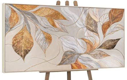 YS-Art Schöne acrylbilder Acryl Gemälde auf Leinwand mit Rahmen handgemalt Wandbild Wohnzimmer modern kraftvoll Wohndekor Bilder Büro echte Kunst 140x70 cm