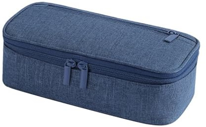 Fazvncv Estuche escolar de 2 capas para lápices, organizador de lápices de gran capacidad para gomas de borrar, marcadores, tijeras, azul marino