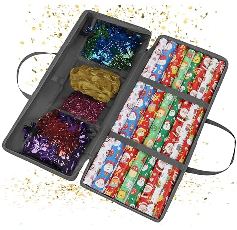 Relaxdays Geschenkpapier Aufbewahrung, Reißverschluss, Griffe, 3 Netzfächer für Zubehör, HBT: 34 x 82 x 13 cm, Farbwahl | 3 Netzfächer für Zubehör, HxBxT: 34 x 82 x 13 cm
