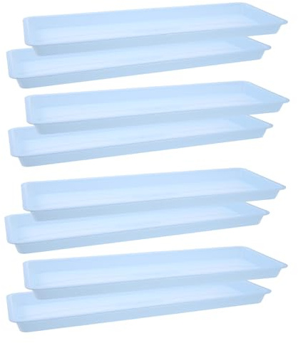 Homoyoyo Lot de 8 Plateaux de Plantation Rectangulaires en Plastique Bleu, 45 X 16,5 CM, Bac Récupérateur d'eau Étanche pour Pots de Fleurs, Jardinières et Rebords de Fenêtre, Protection