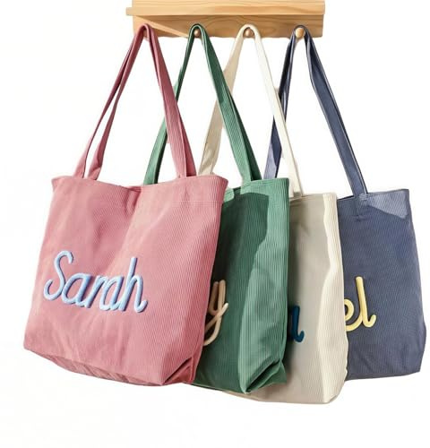 ART LUNIC Tote De Pana Bordado Personalizado, Bolso De Dama De Honor, Regalo For Mujeres, Recuerdo De Cumpleaños, Bolso De Hombro Personalizada, Regalos De Viaje