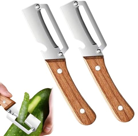 Zero Snag Wooden Peeler, 2-in-1 Multifunctional Stainless Steel Peeler, Potato Fruit Pumpkins Kitchen Peelers with Bottle Opener (2 PCS)