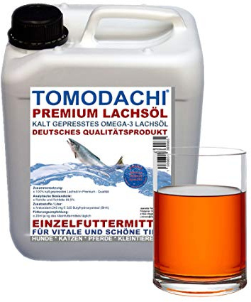 Lachsöl Koi und Teichfische kaltgepresst Omega 3 Öl Koi Futterzusatz deutsche Spitzenqualität Energie Immunkraft für Koi Frühjahrsfutter Herbstfutter 5L