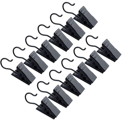 JANYUN 30 Pcs Pince Rideaux, Pince à Rideau avec Crochet en Métal Noir pour Accrocher Rideaux, Rideaux de Douche, Peintures, Photos, Décorations