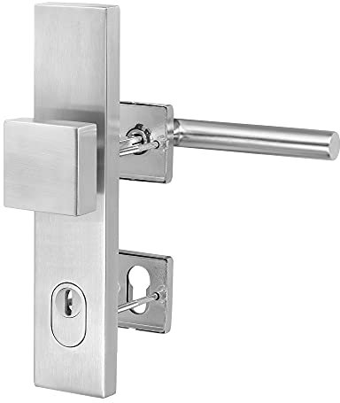 ck-türbeschläge Schutzbeschlag XQ ES1 für HAUSTÜREN | V2a Edelstahl matt | Kernziehschutz | New Orleans (Innengriff LINKS zeigend)