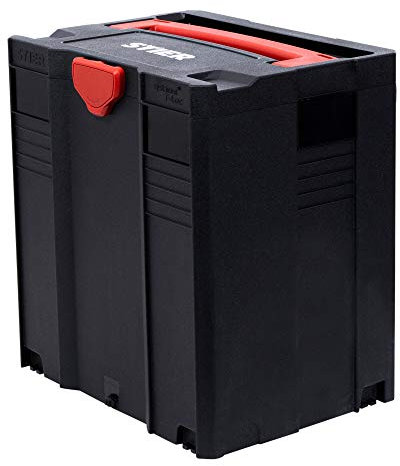 Coffre à outils STIER V T-LOC BLACK-Edition, 296 x 396 x 427 mm, boîte de transport en plastique ABS robuste, système de coffres empilables, boîte de rangement