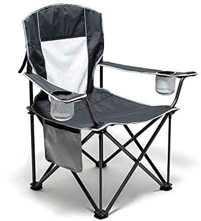 SUNNYFEEL Camping Chairs for Adults, Oversized Camping Chair Heavy Duty 500LBS, Portable Lawn Chair with Cup Holder, Side Pocket&Bag for Outdoor Camping/Beach/Picnic/Fishing, Grey