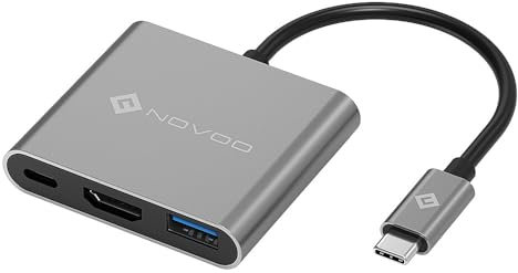 USB C to HDMI Hub, NOVOO 3 in 1 Adattatore USB C HDMI con HDMI 4K@30Hz, USB 3.0, e PD 60W Docking Station Compatible con Macbook Pro/ChromeBook Pixel/Surface/iPad Pro/Steam Deck