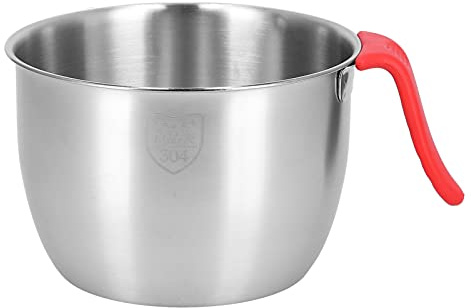 Ciotola per Impastare in Acciaio Inossidabile Ciotola per Sbattere le Uova da 2,8 L/3,6 L con Manico per Cuocere, Mescolare, Marinare, Preparare e Doppia Bollitura(2800ML)