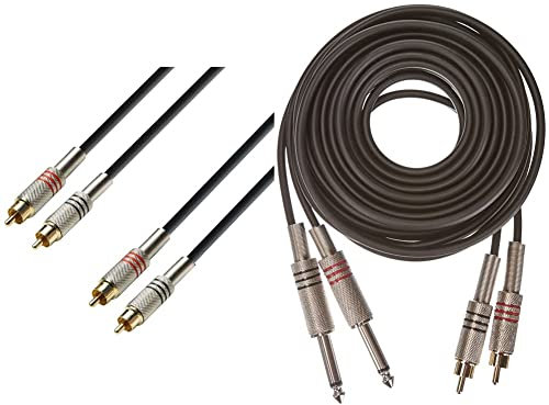 Adam Hall Cables 3 STAR TCC 0600 - Câble Audio 2 x RCA mâle vers 2 x RCA mâle 6 m & Cables 3 STAR TPC 0600 - Câble Audio 2 x RCA mâle vers 2 x Jack 6,35 mm mono 6 m