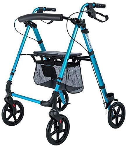 Gåstolar för seniorer Gångstativ, Rullstol, Rehab för Seniorer, Gamla människor, Lättviktsrullator i aluminium, Justerbar Rollator med sits, Space Saver rollator, Hållbar mobilitetshjälp The New