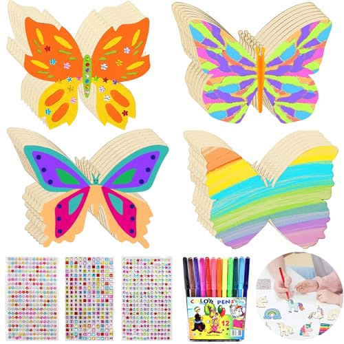 Booaee Schmetterling Bastelset 40Stück Kindergeburtstag Basteln Schmetterlinge Deko