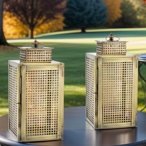 2er Set Marrakesch Gartenwindlicht Windlicht Gjola 31cm | Windlichter für Draußen modern als Gartendeko (2er Set Gartenlaterne)