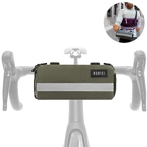Borsa per manubrio da bici da strada, Gravel e MTB – Zaino Bikepackaging con tracolla rimovibile e cerniera impermeabile – 23 x 10 cm – 2L (Verde)