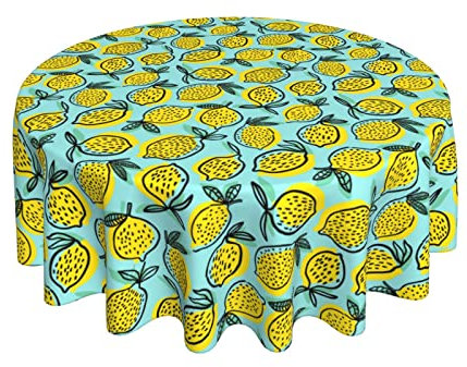 Wachstuchtischdecke Abucaky Gelbe Zitronenfrucht Glatt Garten Tischdecke Wetterfeste Gartentischdecke 152Cm Für Camping Terrasse Geburtstag