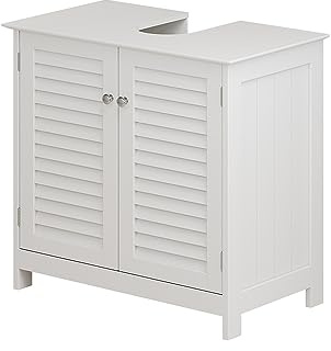 Vicco Waschbeckenunterschrank Riad, Weiß, 60 x 58 cm | mit 2 Türen, zur Wandmontage zur Aufbewahrung von Badutensilien