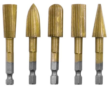 Hochgeschwindigkeitsstahl Frässtifte, 5 Stück Sechseckiger Griff Rotationsfräser-Set für Stahl-Metallbearbeitung Polieren für Schleifmaschine, Schnitzen, Metallpolieren, Bohren