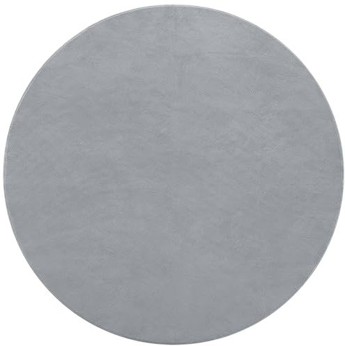 Carvapet Grey Round Grey 150cm/5ft Soft Fluffy Circle Carpet Washable Short Pile Non Slip Circular Area Round Rugs for Bedroom Living Room Hallway