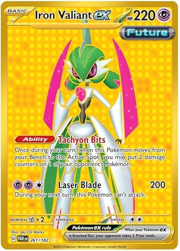 Iron Valiant ex 261/182 Hyper Rare Pokemon Card | Paradox Rift Set | Scarlet & Violet Series | Titan Authenticated