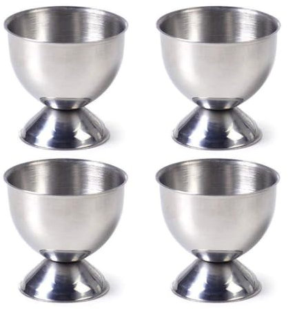 PIQIUQIU Portauovo in acciaio inox, 4 pezzi