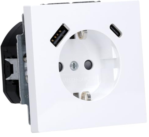 Busch-Jaeger 20 EUCB2USBAC-44G SCHUKO USB A+C Steckdose Safety+ | Busch-art-linear Studioweiß 2CKA002011A6316