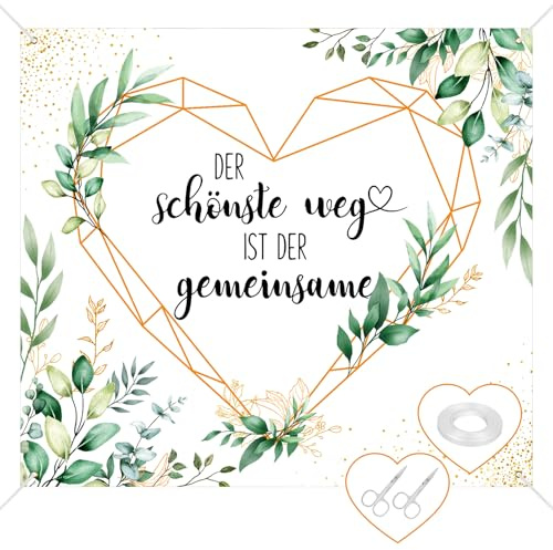 Hochzeitsherz zum Ausschneiden 200x180cm, Herz zum Ausschneiden Hochzeit | Hochzeitsdeko,Standesamt Deko, Hochzeit Geschenke für Brautpaar Hochzeitslaken mit 2 Scheren und 10m Seil Hochzeitsspiele