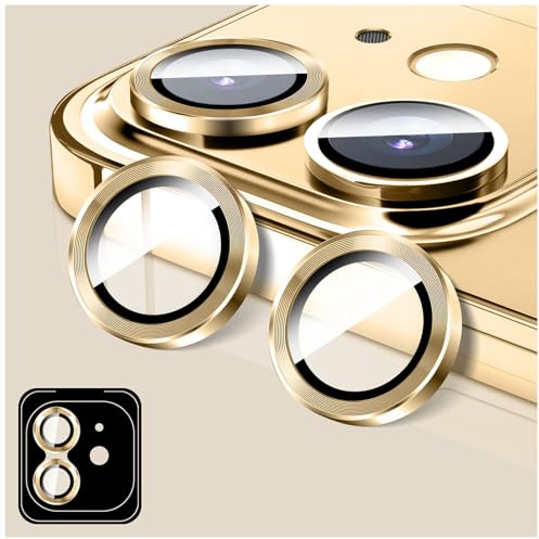 LucBuy Camera Lens Protector Compatible for iPhone 12/12 Mini, Tempered Glass Camera Cover Screen Protector, HD Anti Scratch Phone Accessories, Automatic-Alignment Metal Independent Rings