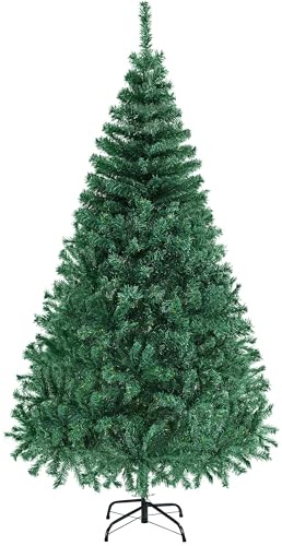 Yaheetech 183 cm künstliche Weihnachtsbaum, Entflammbare Tannenbaum, Grün | Wiederverwendbarer Christbaum Kunstbaum mit 598 Spitzen & Zusammenklappbar Metallständer für Weihnachtsdekorationen