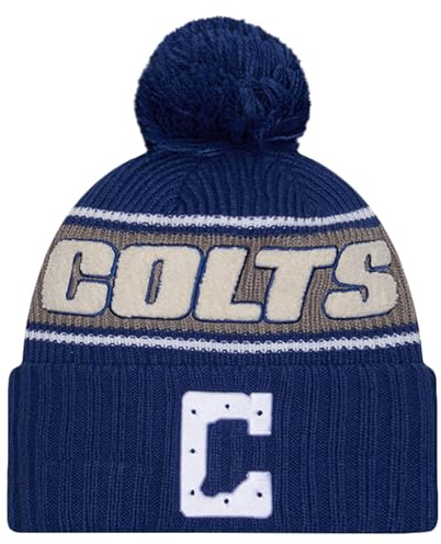 New Era Herren Strickmütze Indianapolis Colts NFL Bommelmütze, warm, Dunkelblau, Indianapolis Colts, Royal, Einheitsgröße