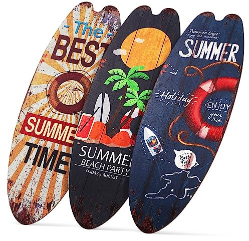 RORPOIR 3 Stück Surfbrett Schilder Holz Wanddekoration Küstendekor Tropisch Strandzimmer Außendekoration