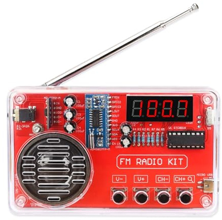 EIELE Lötpraxis-Kit mit digitaler Anzeige für HD-Radio, Stromausfallspeicherung, transparentem Gehäuse, hervorragendes Lötpraxis-Projekt, geeignet für Schulunterricht und Anfänger, Löten erforderlich.