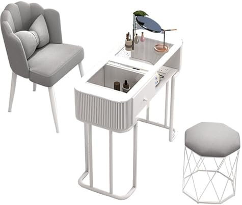 Professioneller Maniküre-Tisch Nageltechniker-Arbeitsplatz Kunstschreibtisch mit Schublade und offenen Regalen, Moderne hölzerner Salon-Spa-Nagelschreibtisch, Glasplatte/Holz-Schreibtisch