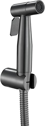 Pulvérisateur de bidet portatif en acier inoxydable pour toilettes Robinet de bidet mural avec fonction autonettoyante Pistolet de douche hygiénique Gris métal