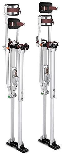 Trockenbau-Stelzen, verstellbar, 127 - 163 cm, Aluminium-Hebewerkzeug für Gipskartonplatten, Maler, Abkleben, Reinigen von elektrischen Abgehängten Decken, Paraden oder Cosplay-Assistenten, Silber (