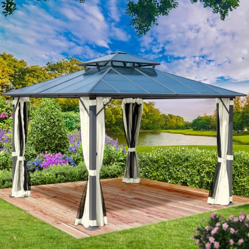 BRAST® Pavillon Aluminium Pagode 4x4m | viele Modelle & Farben | inkl. Moskitonetz | festes Dach | wasserdicht | stabil |UV-Schutz | Beige